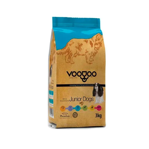 غذای خشک 3 کیلوگرمی برای سگ غیر بالغ نژاد کوچک_برند voodoo مدل junior dog